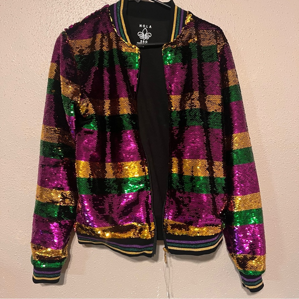 Mardi Gras NOLA Sequin Jacket for Women Size Small " Reversible Sequins"